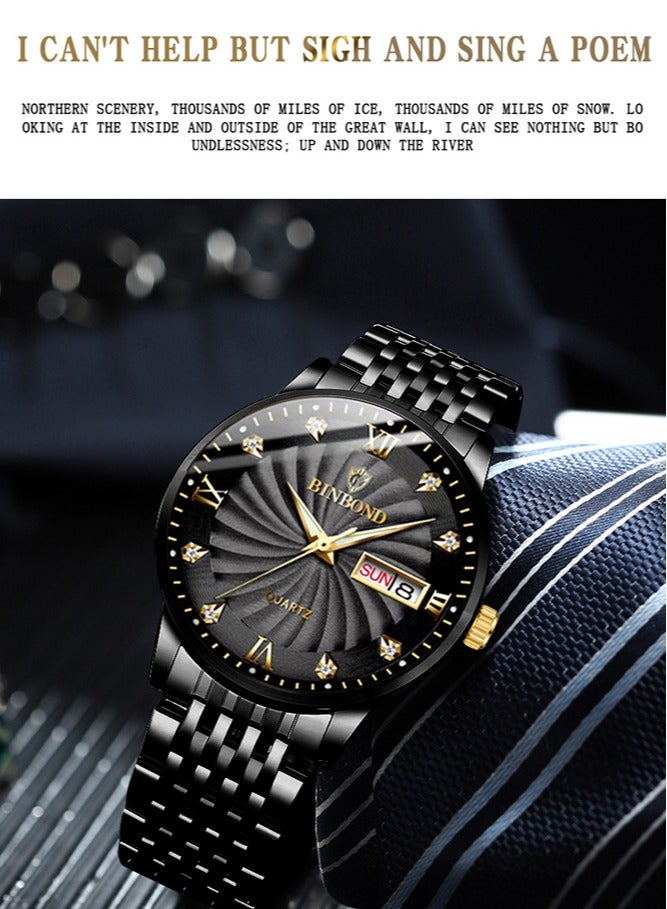 BINBOND Watches for Men Watch Luxury Stainless Steel Quartz Waterproof Watch - Image 3