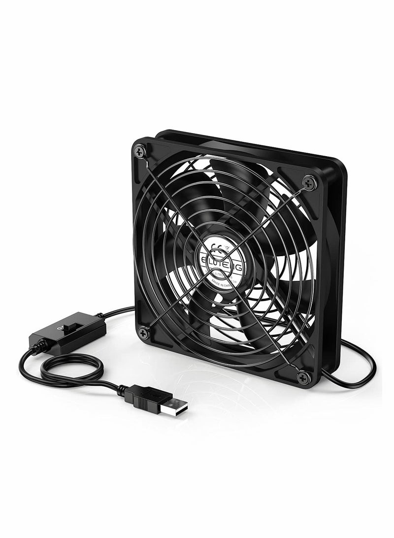 PC Fans 120mm 5V Cooling Fan, 3-Degree Speed Switch Portable Home Office Fans, Metal USB Powered Cooling Fan for Laptop/TV Box/AV Cabinet/PS4/Router  - Image 1