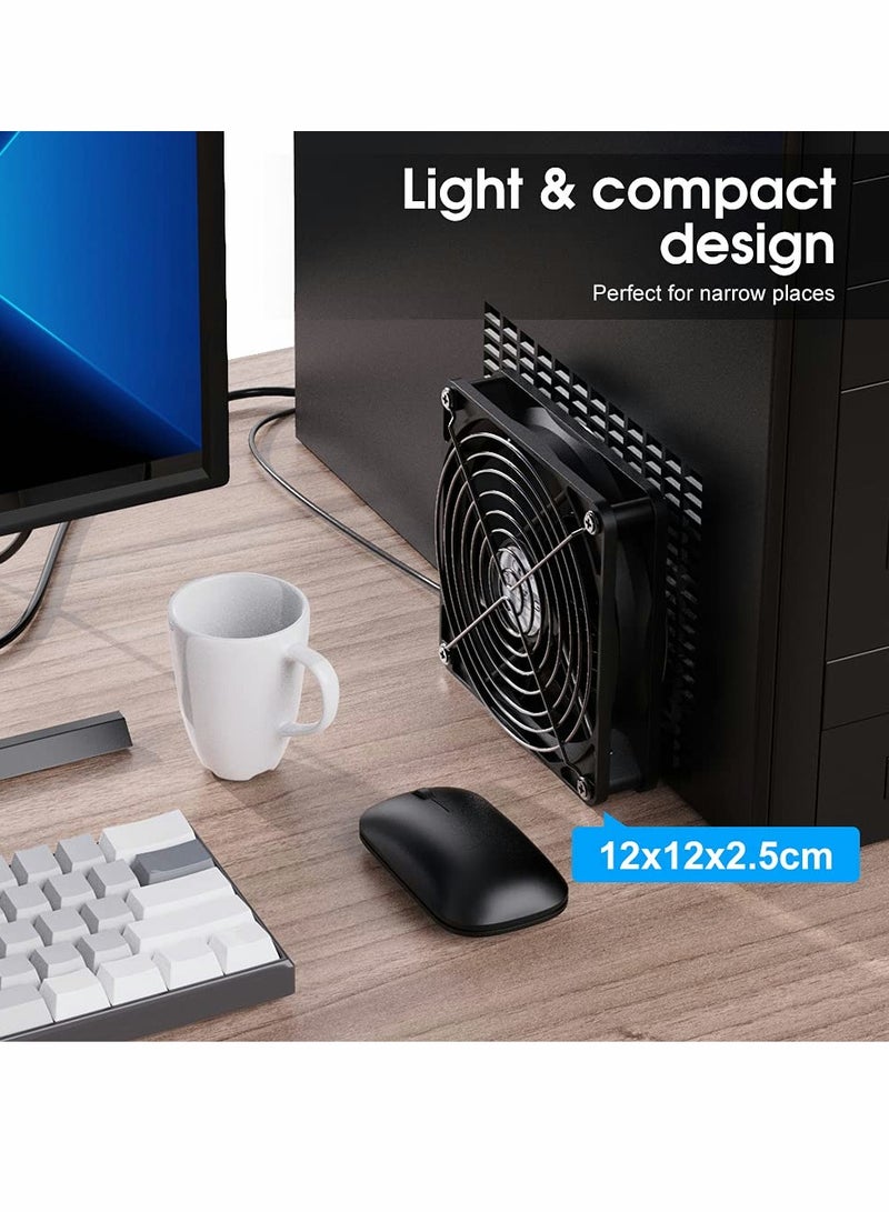 PC Fans 120mm 5V Cooling Fan, 3-Degree Speed Switch Portable Home Office Fans, Metal USB Powered Cooling Fan for Laptop/TV Box/AV Cabinet/PS4/Router  - Image 2