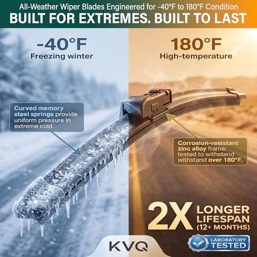 KVQ Windshield Wiper Blades Replacement for BMW X3 2018-2023, BMW X4 2019-2023, Original Equipment Replacement Front Rear Wiper Blade Set - 26" 20" 12" (Set of 3) - Image 4