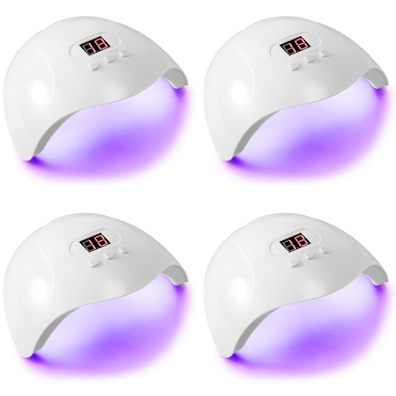 Baquler 4 Pcs UV LED Nail Lamp Nail Dryer for Polish UV Light for Nails with Sensor 3 Timers LCD Touch Pink Gift for Women Girls