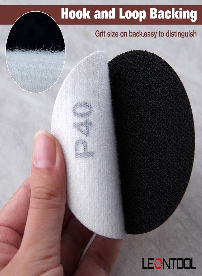 أقراص صنفرة LEONTOOL مقاس 3 بوصات ورق صنفرة بخطاف وحلقة بحبيبات 40، 100 قطعة، وسادة صنفرة بدون ثقوب من أكسيد الألومنيوم، صنفرة مدارية عشوائية - Image 5