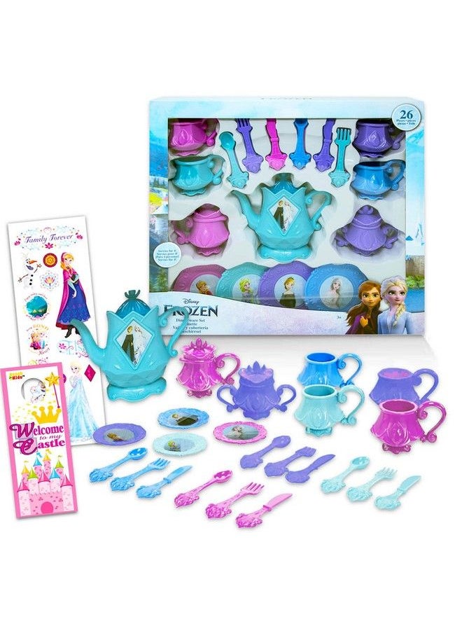 Classic Disney - Frozen Tea Set Bundle ~ 26 Pc Frozen Tea Party Decorations Cups Tea Pot Featuring Anna And Elsa With Frozen Stickers (Frozen Tea Set Party Supplies) - Image 1