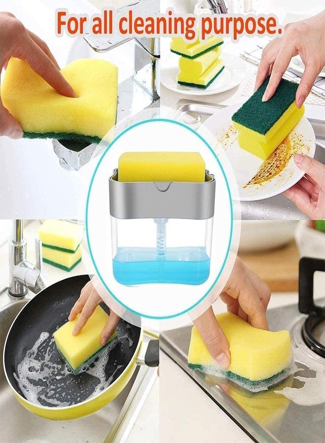 RHYDON 2 in 1 Soap Pump Plastic Dispenser for Dishwasher Liquid; Holder (Clear Bottom Stand 385ml) Free Sponge - Image 3