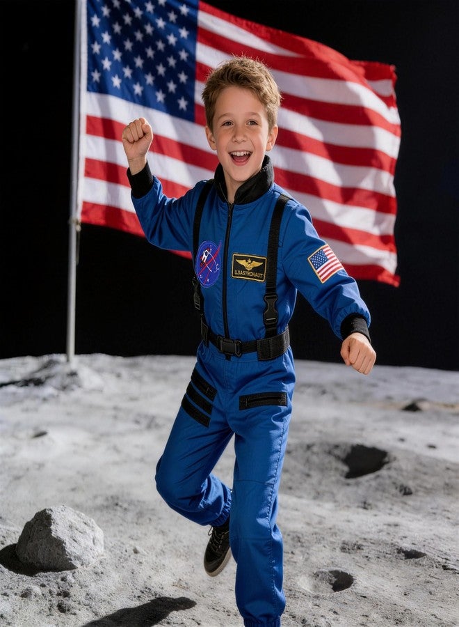 Davsolly Kids Astronaut Costume Boys Space Suit Girls Navy Jumpsuit for Career Day Dress Up Cosplay Birthday Gifts - Image 4