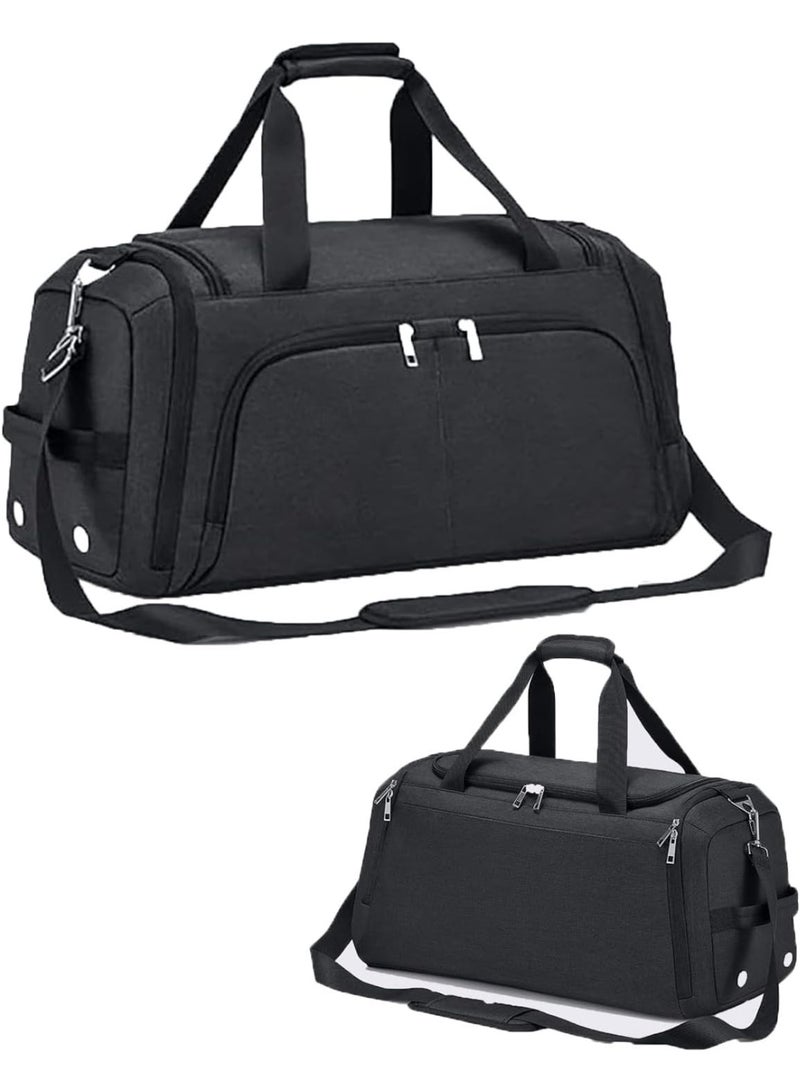 Gym Duffle Bag for Men Women,Water Resistant Travel Duffle Bag Carry on Bag with Shoes Compartment and Wet Pocket, Weekender Overnight Bag - Image 1