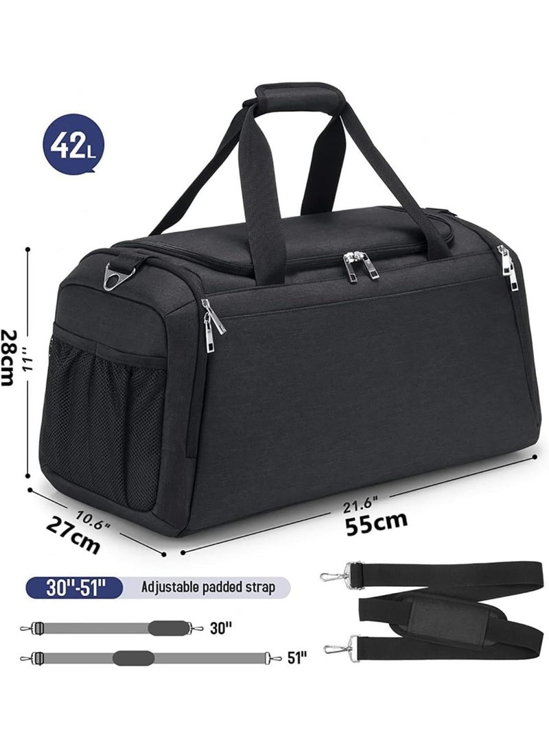 Gym Duffle Bag for Men Women,Water Resistant Travel Duffle Bag Carry on Bag with Shoes Compartment and Wet Pocket, Weekender Overnight Bag - Image 4