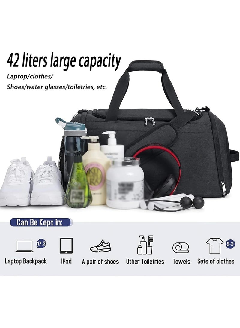 Gym Duffle Bag for Men Women,Water Resistant Travel Duffle Bag Carry on Bag with Shoes Compartment and Wet Pocket, Weekender Overnight Bag - Image 5