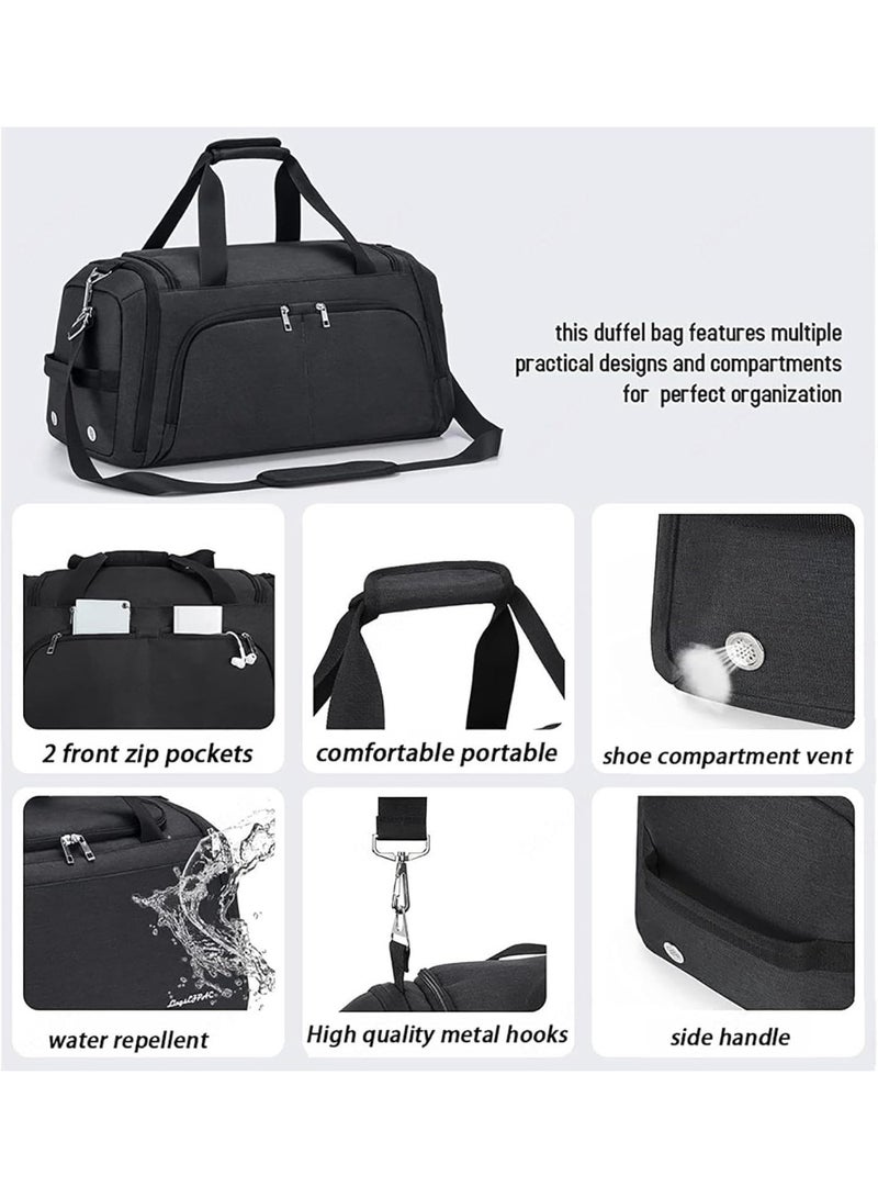 Gym Duffle Bag for Men Women,Water Resistant Travel Duffle Bag Carry on Bag with Shoes Compartment and Wet Pocket, Weekender Overnight Bag - Image 2