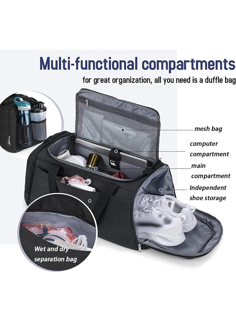 Gym Duffle Bag for Men Women,Water Resistant Travel Duffle Bag Carry on Bag with Shoes Compartment and Wet Pocket, Weekender Overnight Bag - Image 3