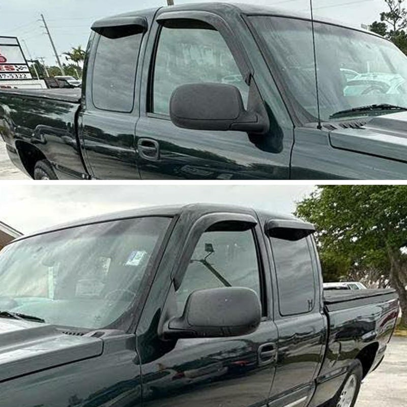 TONOYTIM Tape On Window Visors Rain Guards for Chevy Silverado & GMC Sierra 1500/2500/3500/2500HD Extended Cab 1999-2006,Window Vent Wind Deflectors Visors Shades for 2007 Silverado/Sierra Classic Model,4PCS - Image 2