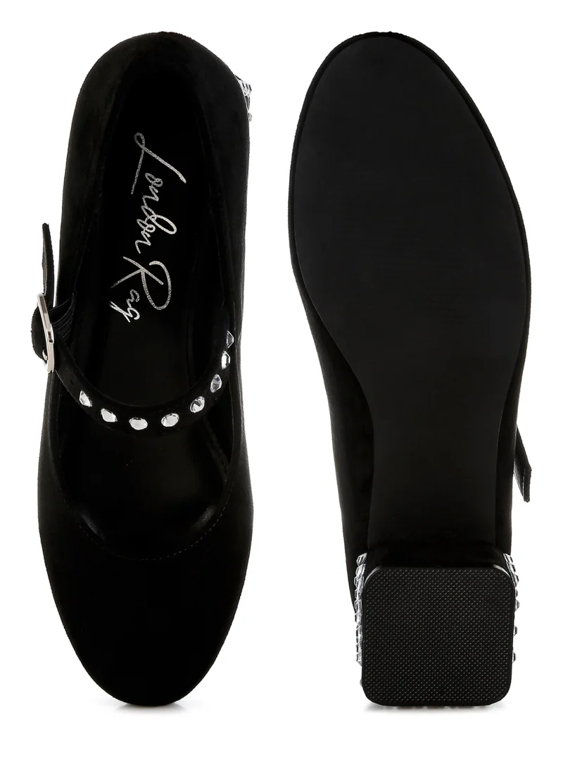 London Rag Studded Mary Jane Pumps in Black