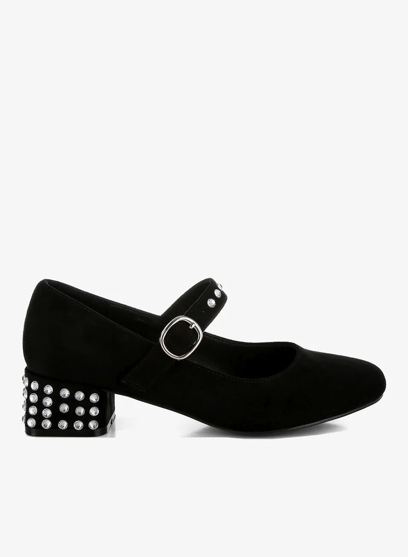 Studded Mary Jane Pumps in Black