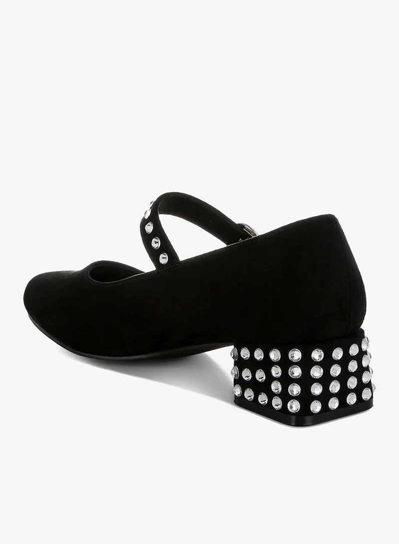 London Rag Black Studded Mary Jane Pumps in Black for Women | Best Price UAE