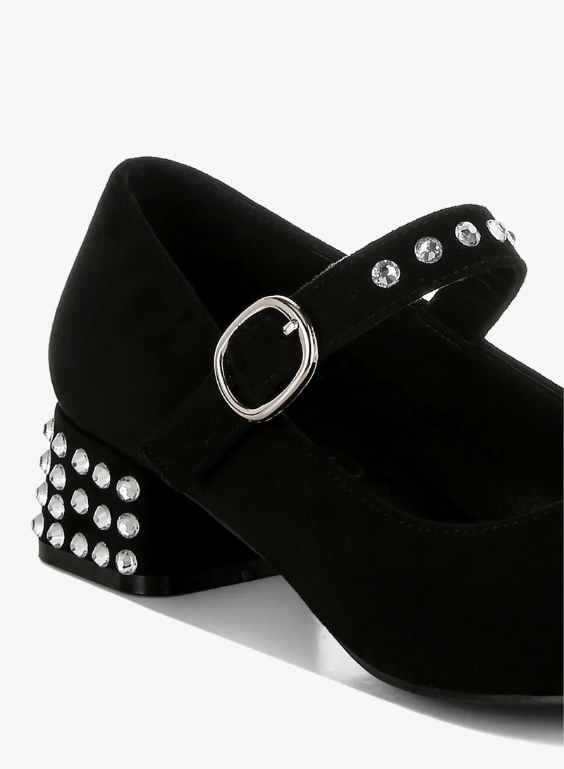 London Rag Black Studded Mary Jane Pumps in Black for Women | Best Price UAE
