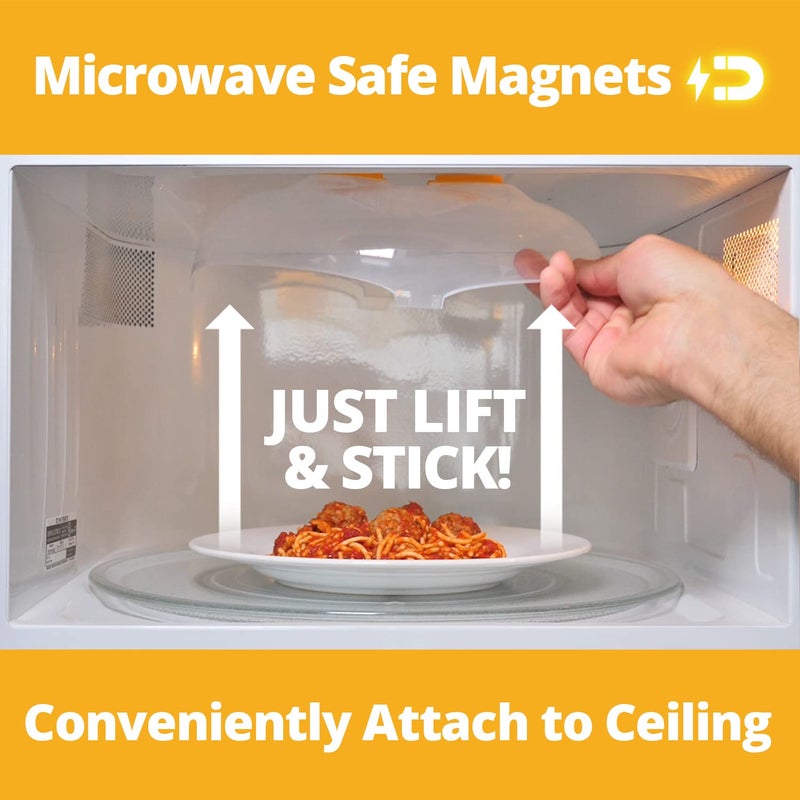 HOVER COVER Magnetic Microwave Cover for Food | Clear Microwave Splatter Cover | Microwave Plate Cover with Steam Vents | Food Grade Dish Cover | BPA-Free | Dishwasher Safe | Orange - Image 4