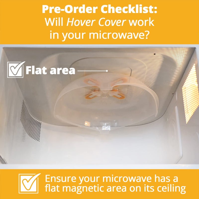 HOVER COVER Magnetic Microwave Cover for Food | Clear Microwave Splatter Cover | Microwave Plate Cover with Steam Vents | Food Grade Dish Cover | BPA-Free | Dishwasher Safe | Orange - Image 3