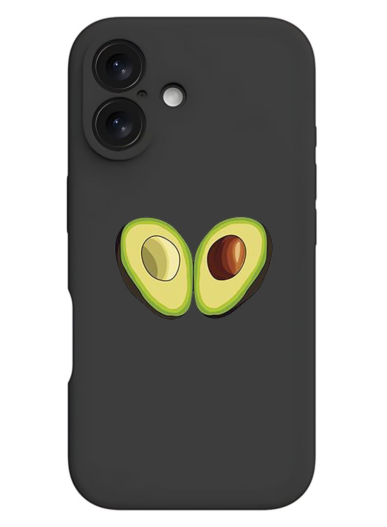 Theodor Protective Slim Fit Case Liquid Silicone Cover with Full Body Protection Anti-Scratch Shockproof Case For Apple iPhone 17 (Black) Avacado Open - Image 1