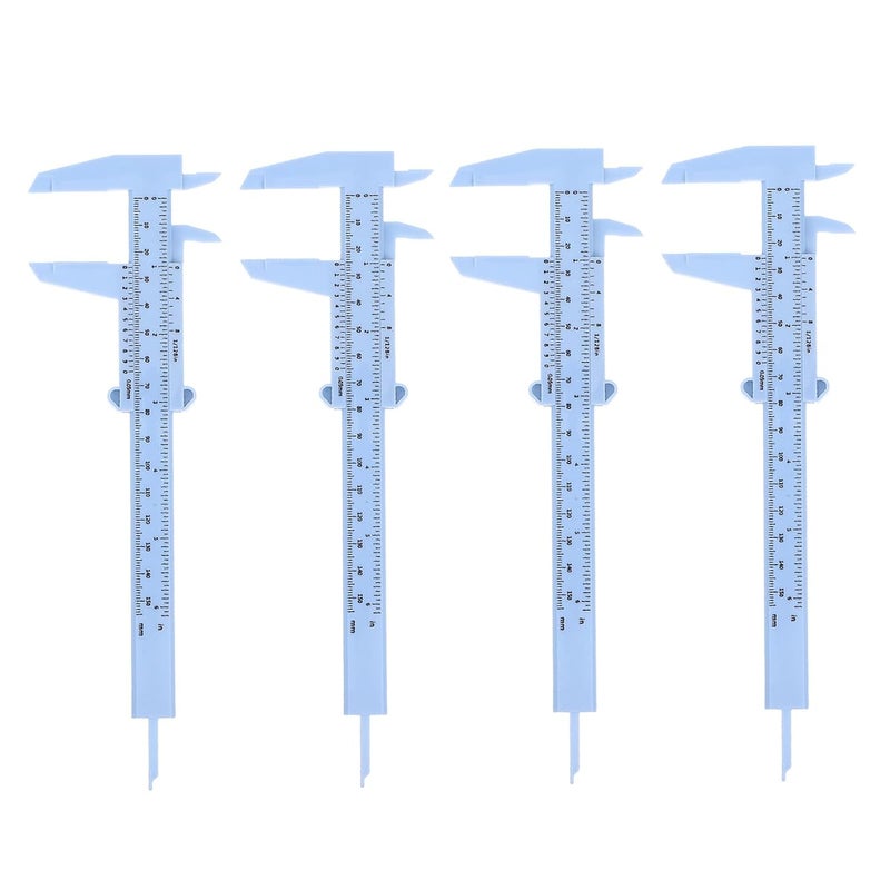 jojofuny 4 Pcs Plastic Vernier Calipers Measuring Tool 0-150mm Mini Manual Accurate Measurement Instrument for School Science Projects - Image 1