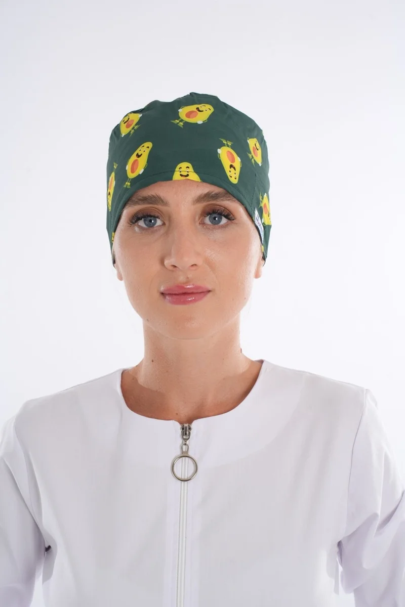 Nur Medikal Giyim Nur Medical Clothing Avocado Patterned Doctor - Nurse - Hospital - Medical - Surgical Bonnet