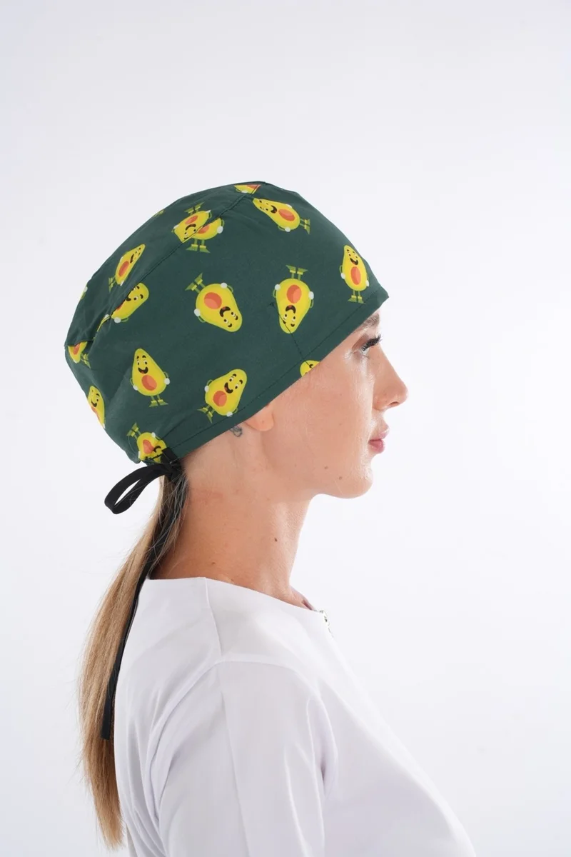 Nur Medikal Giyim Nur Medical Clothing Avocado Patterned Doctor - Nurse - Hospital - Medical - Surgical Bonnet