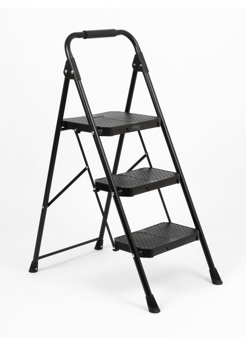 Portable and Foldable 3- steps Ladder with Anti-Slip Wide Pedals, Lightweight trolly for home, kitchen, garden and office