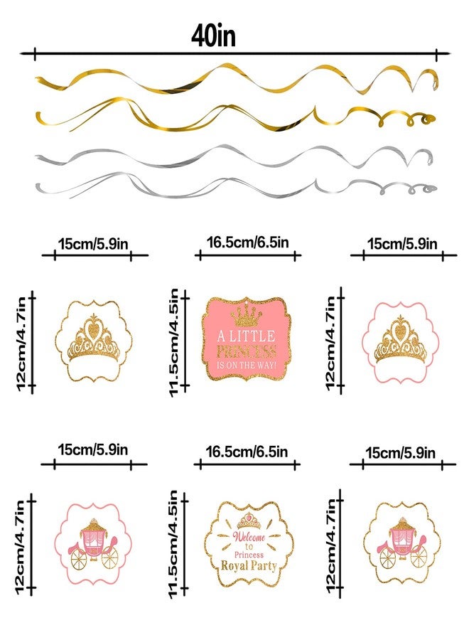 LINGTEER A Little Princess Royal Crown Pink Swirls Streamers - 12 pcs Princess Baby Girl Birthday Shower Party Decorations Gift Sign. - Image 3