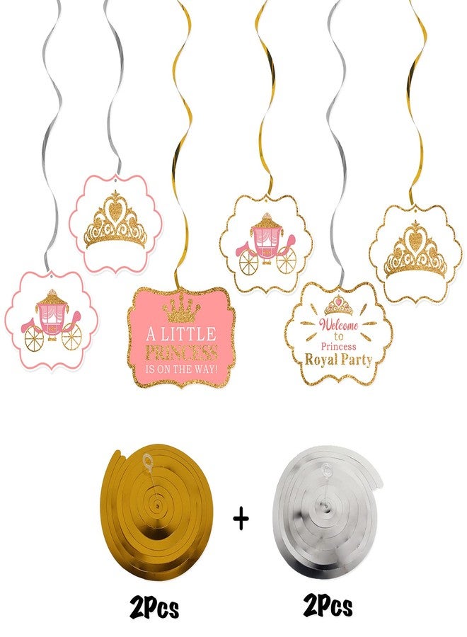 LINGTEER A Little Princess Royal Crown Pink Swirls Streamers - 12 pcs Princess Baby Girl Birthday Shower Party Decorations Gift Sign. - Image 4