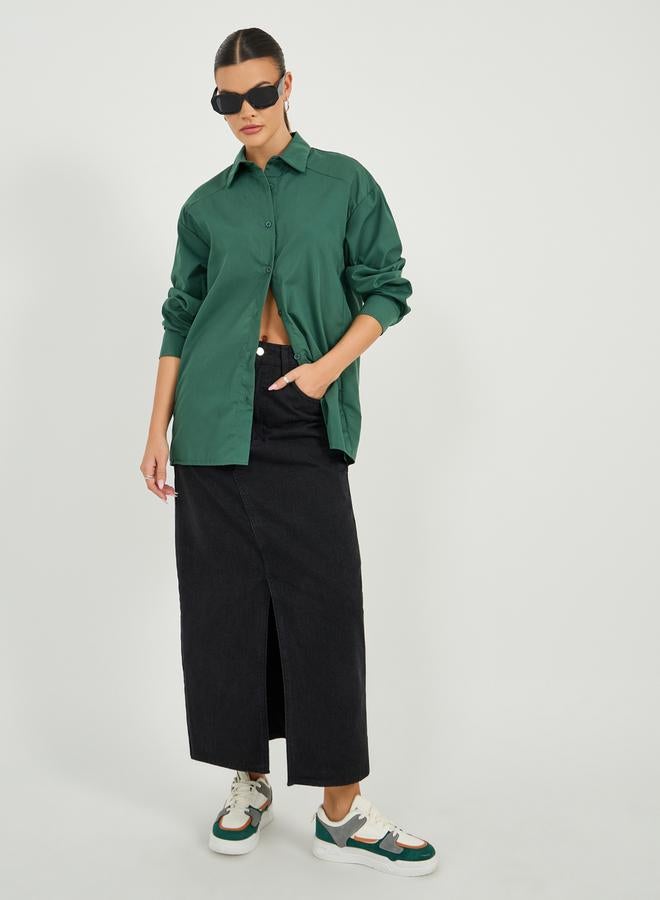 Styli Oversized Buttoned Longline Shirt - Image 2