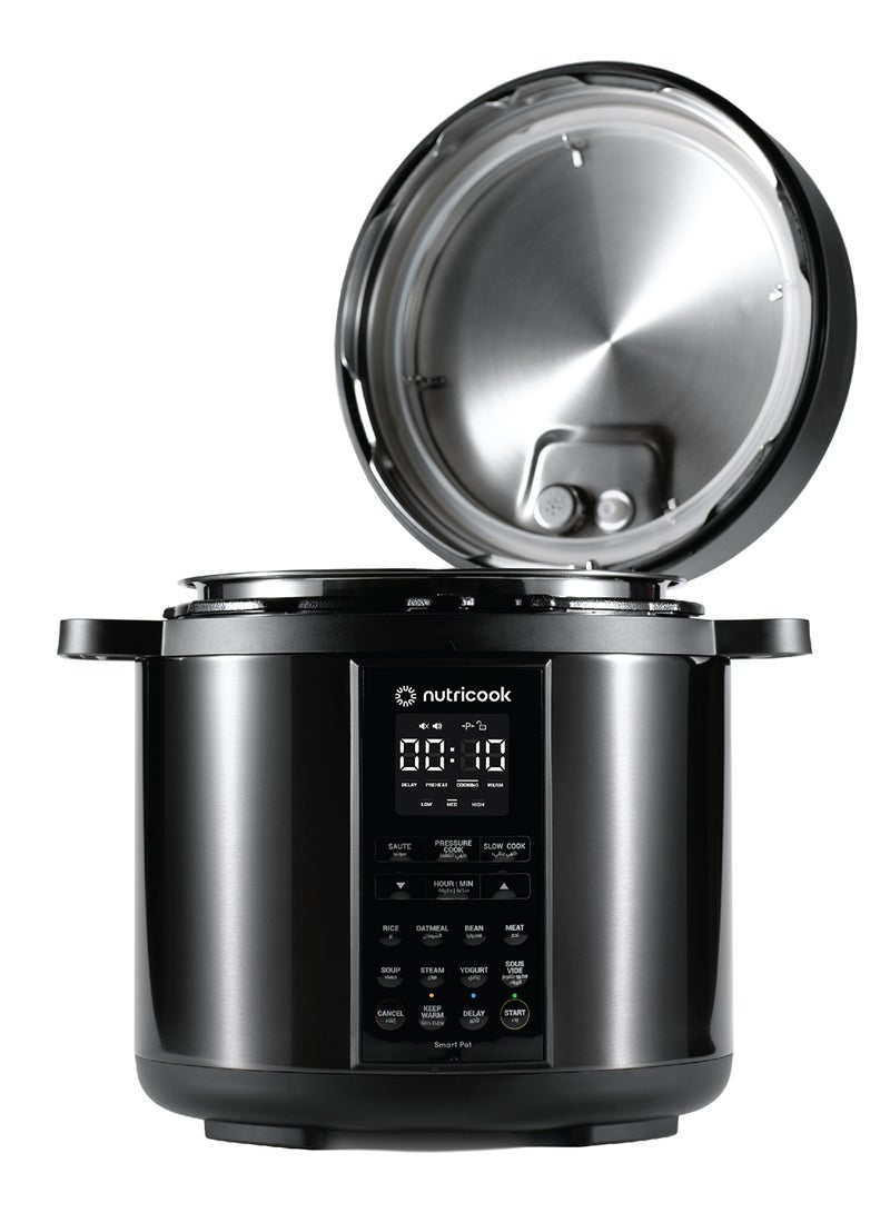 nutricook Electric Pressure Cooker, 6 Liters, Smart Pot 2,9 In 1 Rice Cooker, Slow Cooker, Steamer, Sauté Pot, Yogurt Maker & More, 12 Smart Programs With New Smart Lid, 2 Years Warranty 6 L 1000 W NC-SP204K Black - Image 2