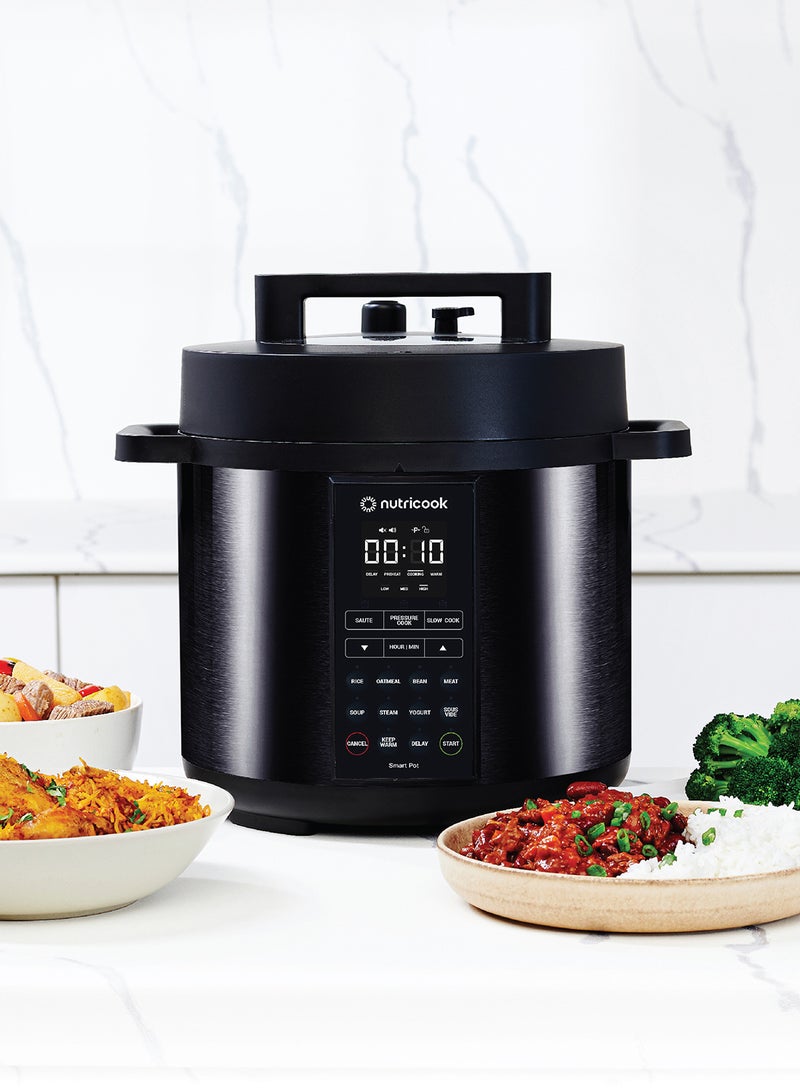 nutricook Electric Pressure Cooker, 6 Liters, Smart Pot 2,9 In 1 Rice Cooker, Slow Cooker, Steamer, Sauté Pot, Yogurt Maker & More, 12 Smart Programs With New Smart Lid, 2 Years Warranty 6 L 1000 W NC-SP204K Black - Image 3