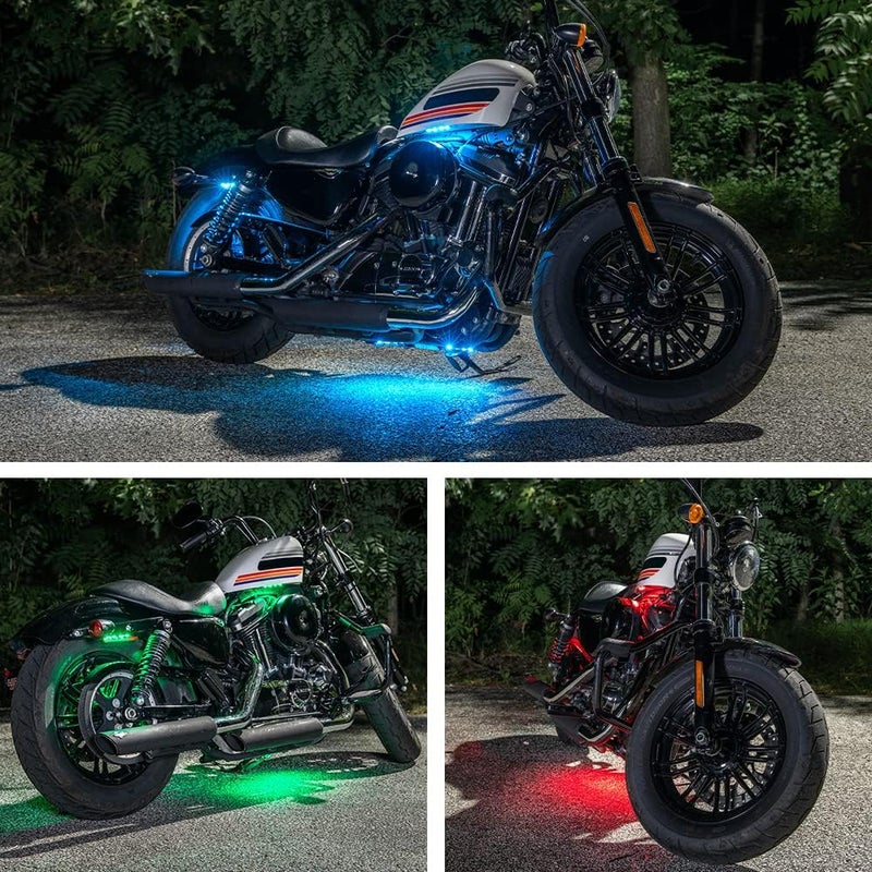 LEDGlow 8pc Advanced Million Color Mini Motorcycle LED Light Kit - Waterproof Flexible Light Strips with Wireless Remote - Image 4