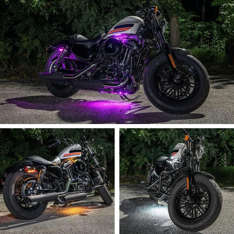 LEDGlow 8pc Advanced Million Color Mini Motorcycle LED Light Kit - Waterproof Flexible Light Strips with Wireless Remote - Image 3