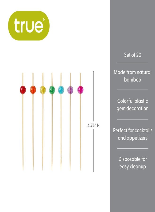 True Ball Cocktail Picks Wooden Toothpicks Skewer Sticks Martini Olive Skewers, Drink Skewers Cocktail, Multicolor Set of 20 - Image 3