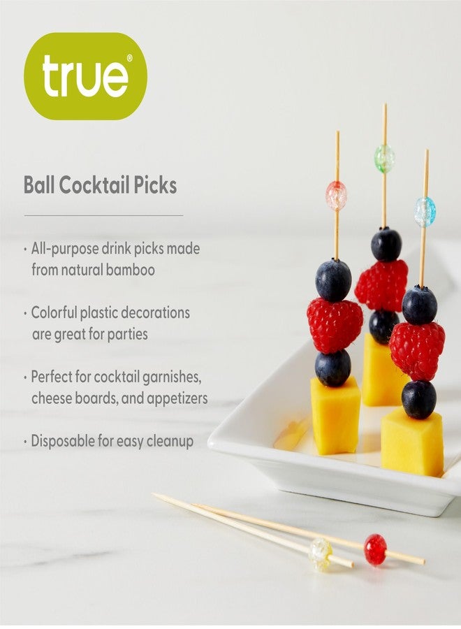True Ball Cocktail Picks Wooden Toothpicks Skewer Sticks Martini Olive Skewers, Drink Skewers Cocktail, Multicolor Set of 20 - Image 2