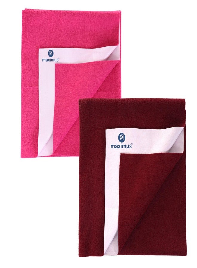 THE MAXIMUS Maximus Waterproof Quick Dry Sheet for Baby Pack of 2 | Bed Pad Extra Absorbent Washable Matress Protector | Baby Bed Protector Sheet for Toddler Children (140x100 cm) (Pink and Maroon, Large) - Image 1