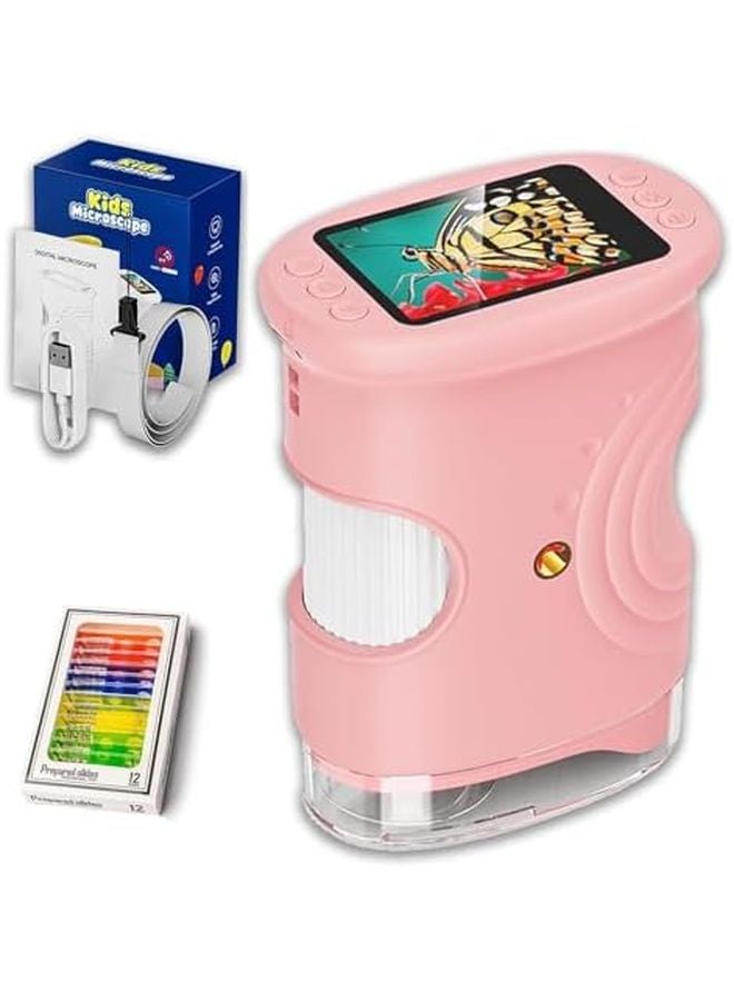 2025 Upgraded 1000X Handheld Microscope With 4K 2 Inch Screen Pink Portable Digital Microscope For Kids Educational Science Gift - Image 2
