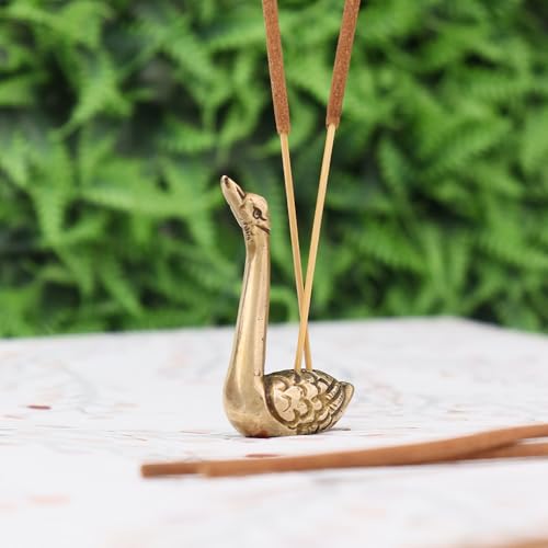 Indian-Shelf 1 Pieces Swan Antique Brass Agarbatti Stand Insense Stick Holder Agarbatti Stick Holder Decorative Pooja Home Décor Housewarming Gift Items - Image 1