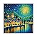 Larkipuzz Fantasy Starry Night Town Puzzles for Adults 1000 Pieces Pretty House River Jigsaw Puzzle Hard Blue Galaxy Painting Art Puzzles - Image 4