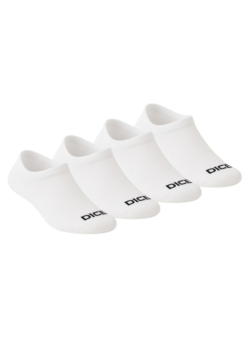 DICE Pack of 4 White Cotton Socket Socks for Men  - Image 1