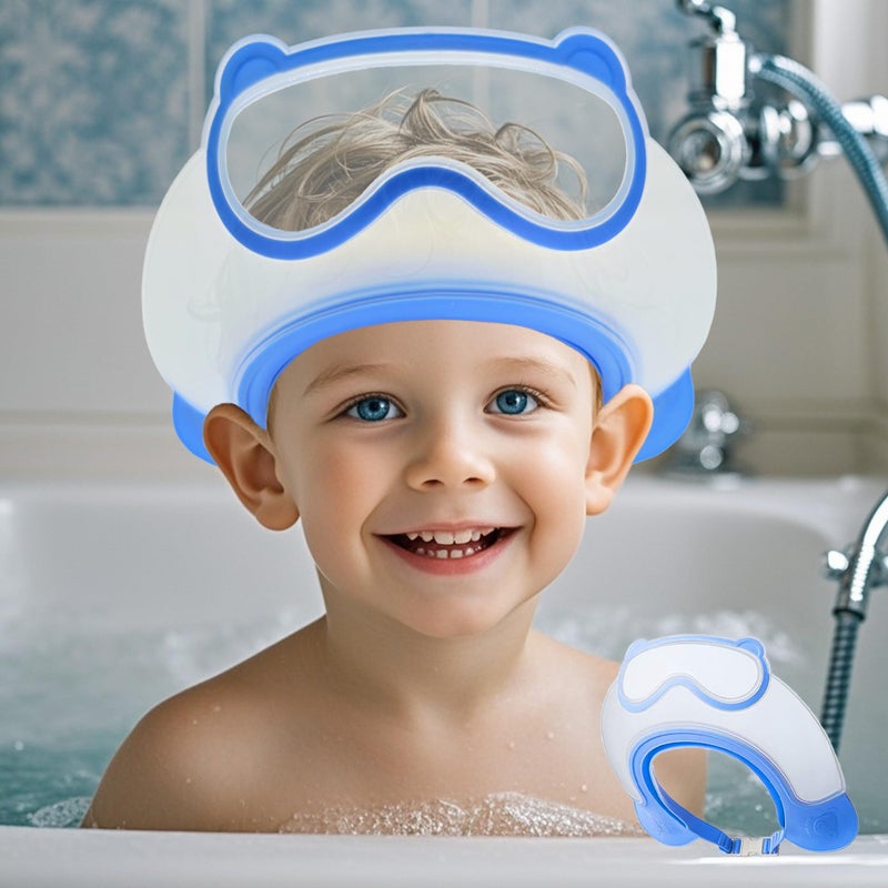 TinyGuardian Baby Shower Cap Shield, Shower Cap for Kids, Visor Hat for Eye and Ear Protection for 0-9 Years Old Children, Cute diving goggle Shape Makes The Baby Bath More Fun (Blue) - Image 1