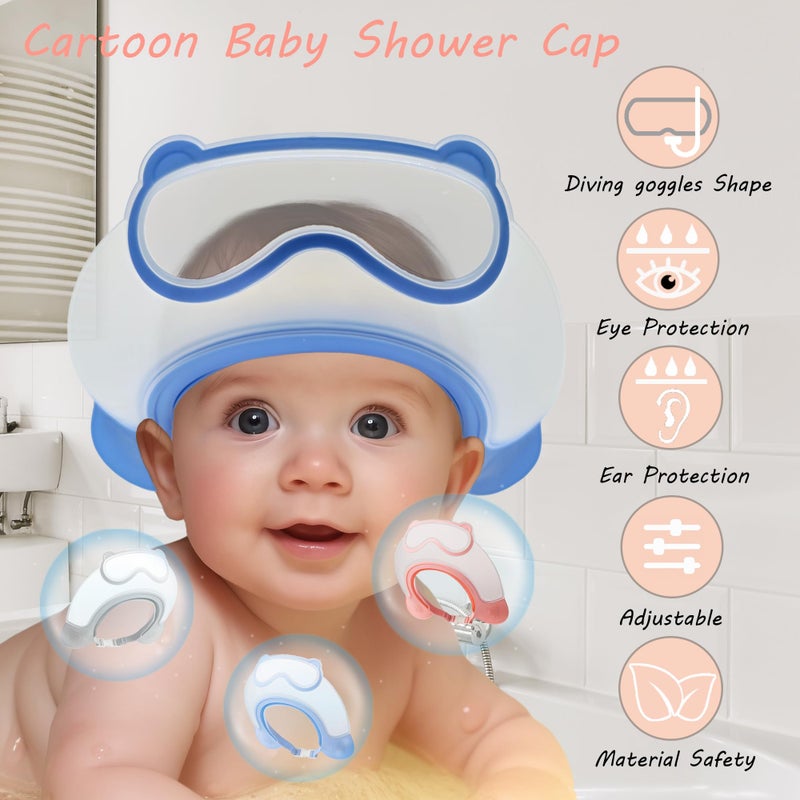 TinyGuardian Baby Shower Cap Shield, Shower Cap for Kids, Visor Hat for Eye and Ear Protection for 0-9 Years Old Children, Cute diving goggle Shape Makes The Baby Bath More Fun (Blue) - Image 2