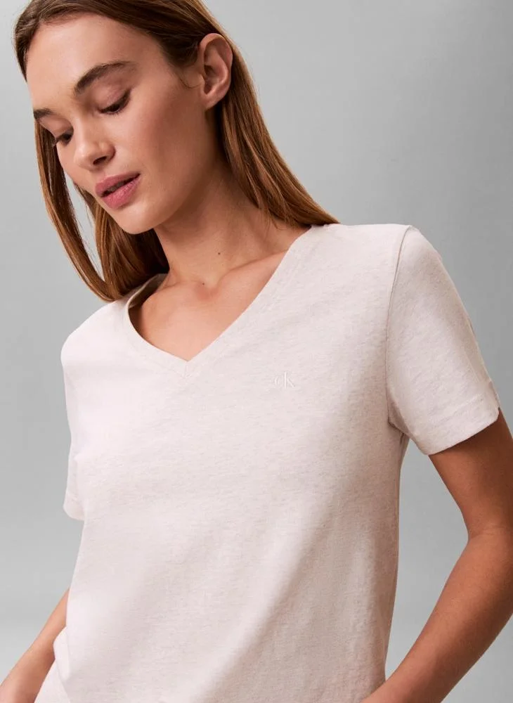 Calvin Klein Jeans  Logo V Neck T-Shirt for Women | Best Price UAE