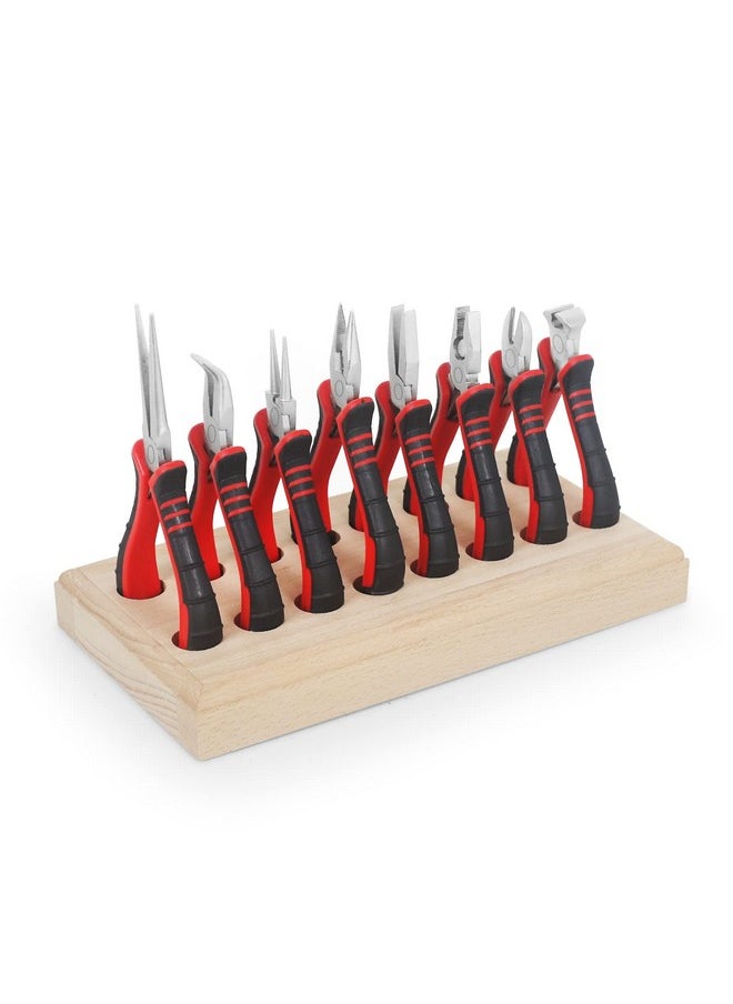 NEWACALOX Jewelry Pliers Sets Jewelers Making Tools Kit Professional 8 Piece Mini Wire Plier With Wood Holder For Beading Crafting Crimping Cutting Repair Wrapping Complete Quality For Adults Starter  - Image 1