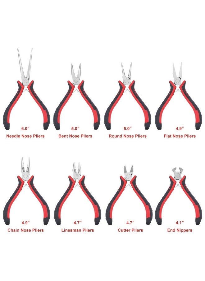 NEWACALOX Jewelry Pliers Sets Jewelers Making Tools Kit Professional 8 Piece Mini Wire Plier With Wood Holder For Beading Crafting Crimping Cutting Repair Wrapping Complete Quality For Adults Starter  - Image 2