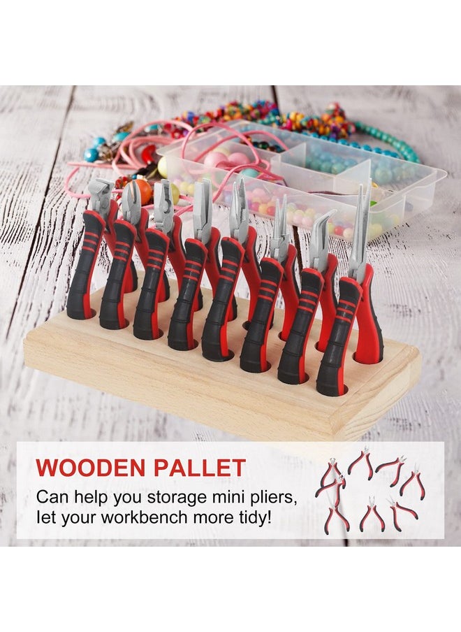NEWACALOX Jewelry Pliers Sets Jewelers Making Tools Kit Professional 8 Piece Mini Wire Plier With Wood Holder For Beading Crafting Crimping Cutting Repair Wrapping Complete Quality For Adults Starter  - Image 5