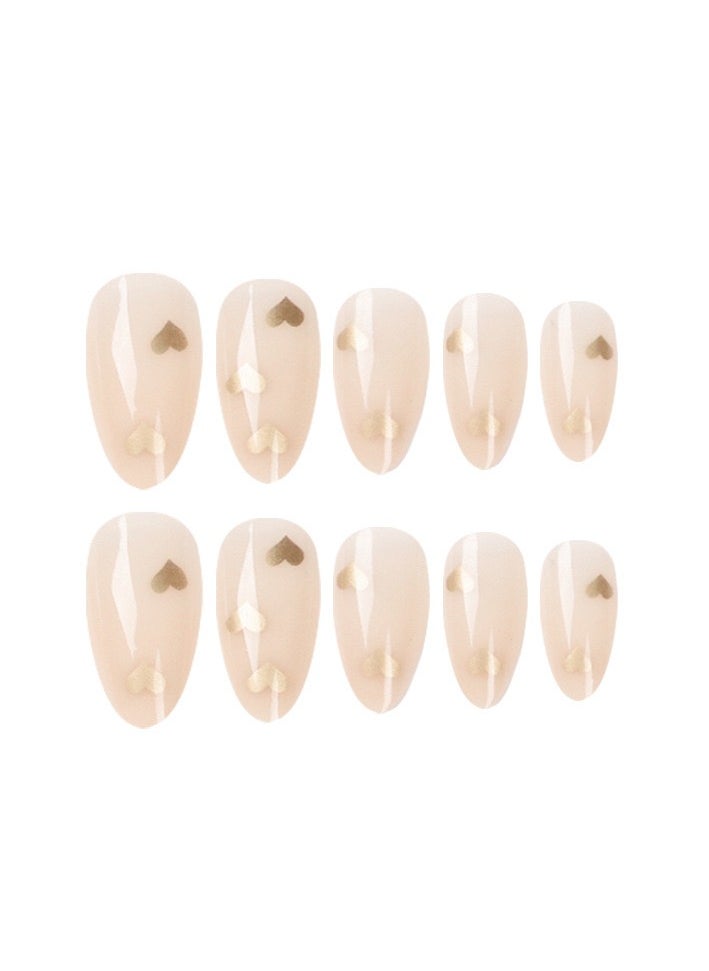 French Tip Press on Nails,Wearing Nails, Simple French Nude Colour, Love Nail Stickers, Removable Nails.Fake Acrylic Nails With Glue Kit.