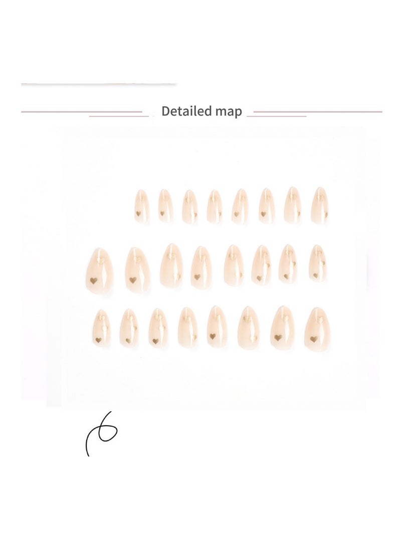 French Tip Press on Nails,Wearing Nails, Simple French Nude Colour, Love Nail Stickers, Removable Nails.Fake Acrylic Nails With Glue Kit.