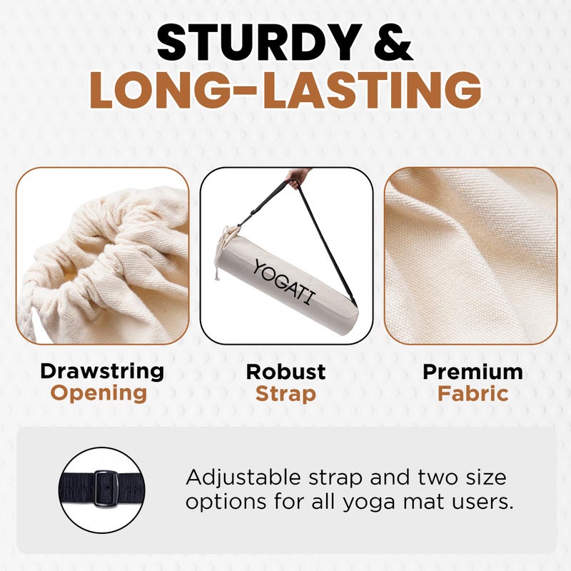 YOGATI Cotton Yoga Bag with Adjustable Strap, Yoga Mat Carry Bag, Sports Bag for Men and Women, Yoga Mat Bag - Image 3
