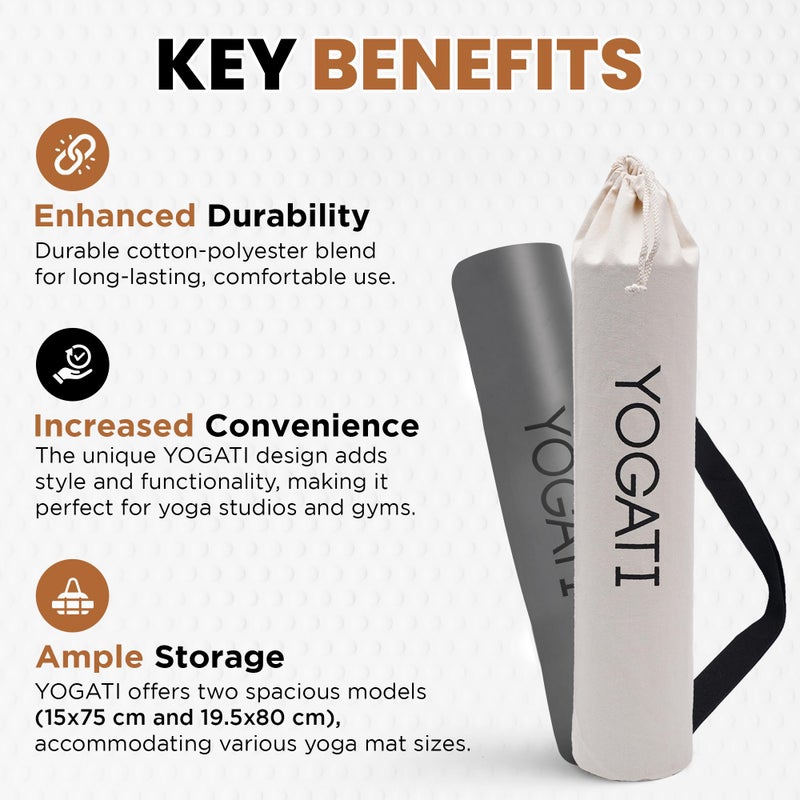 YOGATI Cotton Yoga Bag with Adjustable Strap, Yoga Mat Carry Bag, Sports Bag for Men and Women, Yoga Mat Bag - Image 2